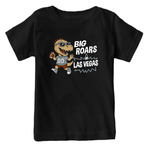 Big Roars in Las Vegas Kids Dinosaur T-Shirt for Football Fans (Black Shirt 3T)
