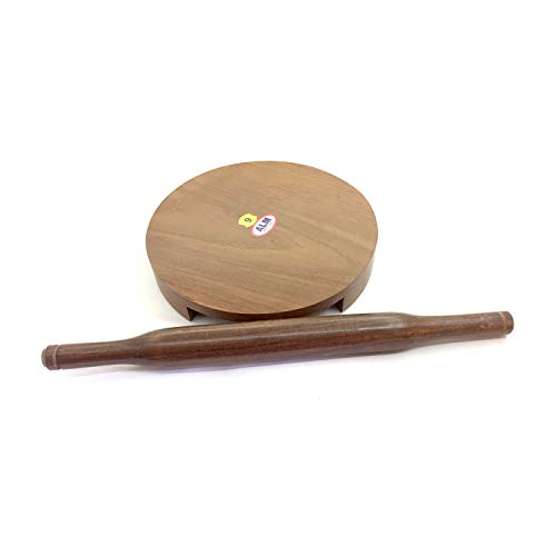 Wooden Rolling Pin Rolling Board Roti Maker Wooden Chakla Belan Handmade Kitchen Item Rolling Pin Board Roti Maker Phulka Maker Rolling Round Chapati Maker for Home And Kitchen