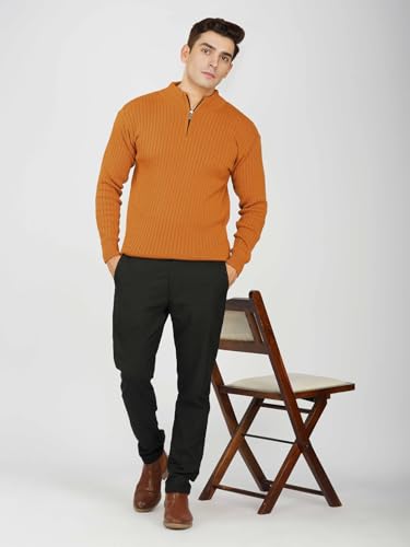 Image of LOQUE Men's Wool Blend Selection Sweater Half Zip High Neck Pullover Warm Casual Winter Wear for Office and Travel