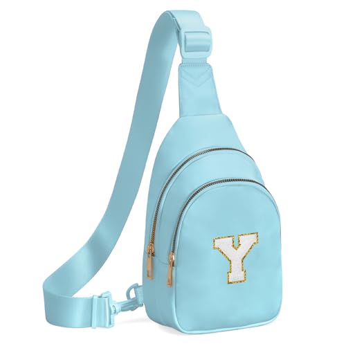Birthday Gifts for 7 8 9 10 11 12 13 Year Old Girls Small Initial Sling Bag Cross Body Bag Fanny Pack for Girls Icing Blue Y
