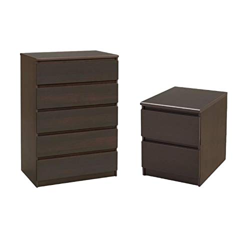 Tvilum Scottsdale 2 Piece 5 Drawer Chest and 2 Drawer Nightstand Set in