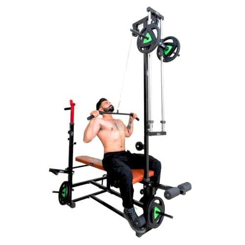Image of 20-in-1 Home Gym Bench for Home Workout | All-in-One Home Gym Machine with Curl Rod, Dip Bar & Adjustable Incline /Decline Bench | Heavy-Duty Iron Frame, 250 kg Capacity