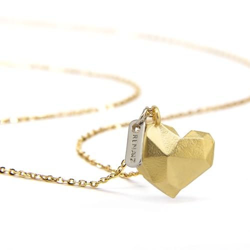 Renaiz Geometric Gold Initial Necklaces for Women, Trendy Low Poly Letter Necklace in 14K Real Gold Plated, Chain 14