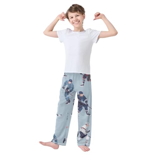 Ice Hockey Boys Long Pants Soft Trousers Elastic Waist Kids Lounge Bottoms with Pockets S-XL3