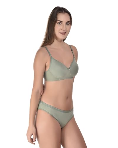 Image of SGC SWEDEN Women's Lingerie Set | Cotton Blend Lightly Padded Non Wire Push-Up Bridal Bra Panty Lingerie Set | Super Soft and Comfortable Lingerie Set