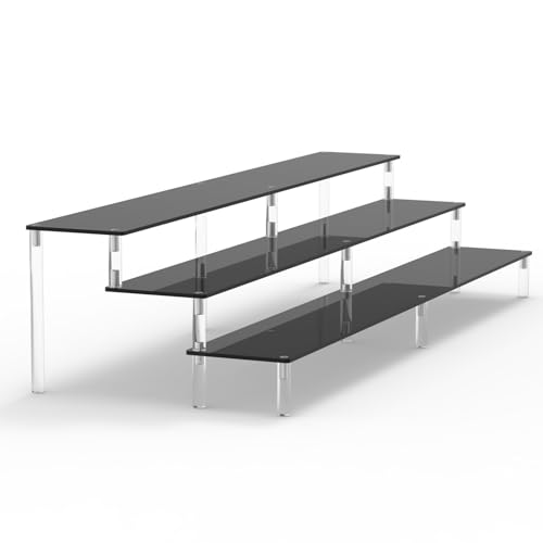 Image of AZEAM 15 3 /4 inch Acrylic Riser Black Display Risers Stand Large Collection Organizer Shelf for Cupcake Food Desserts