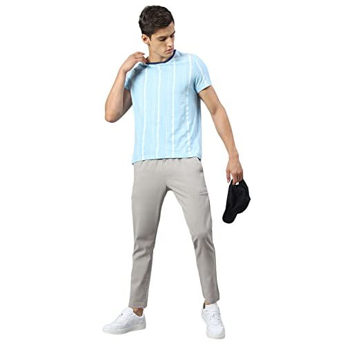 Image of Hubberholme Men's Tapered Fit Cotton Trousers, Ankle Length Elastic & Drawstring Waist Chinos