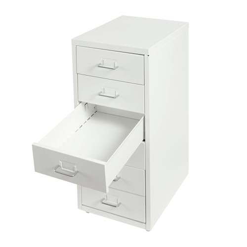 Image of Vertical 6 Drawer File Cabinets with Wheels, 27 in Metal Filing Storage Cabinets with Handle, 6 Tier Vertical File Cabinets for Office Home, Easy Assemble