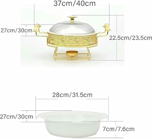 Ensemble de réchaud et de buffet rond inox et détails dorés - 6