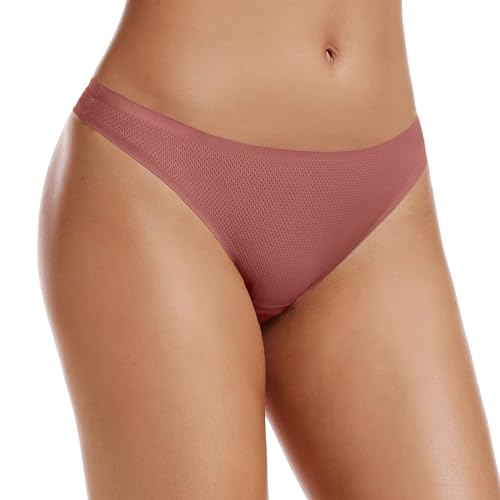 Image of voenxe Seamless Women Underwear Thongs,No Show Ladies Workout Thong,5 Pack