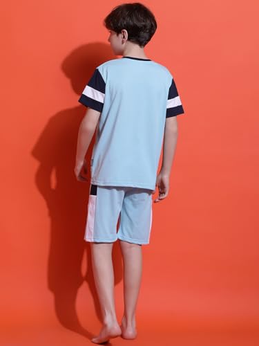 Image of Li'l Tomatoes Boys 100% Cotton Night Suit | Summer T-Shirt & Shorts Set | Soft & Breathable Sleepwear | 9-16 Years