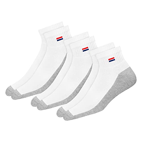 NAVYSPORT Men's Ankle Solid Cotton Cushion Comfort Quarter Socks, Pack of 3 (Free Size)