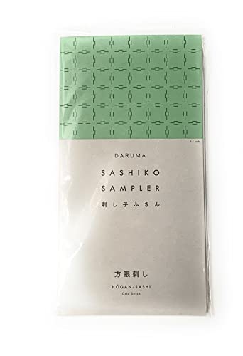 Image of Yokota Daruma Sashiko Cloth Sashiko Fabric - Pre-Printed Sashiko Sampler - with English Instruction Inside (White Grid Stitch)
