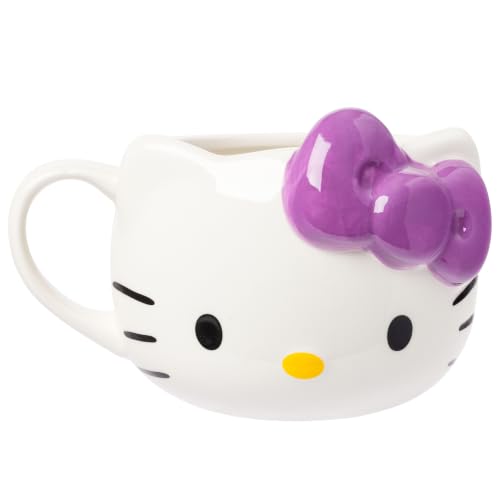Image of Silver Buffalo Sanrio Hello Kitty Purple Bow, 3D Sculpted Mug, 20oz | Ceramic, 0.59 Liters
