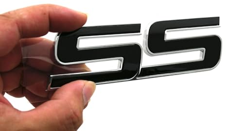 Image of 3pcs Front Door SS Emblem 3D Badge Nameplates Replacement for 06-10 Chevy Impala Trailblazer SS 15211285 Origianl Size (Chrome Black)