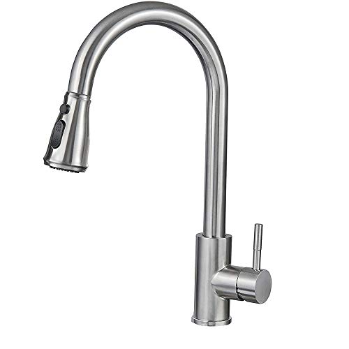 Exclusive Discount 🔥 XUANLUO Single Handle High Arc Brushed Nickel Pull Out Kitchen Faucet Single Level Stainless Steel Kitchen Sink Faucets with Pull Down Sprayer Without Deck Plate 🔥 Flash Sale XUANLUO Single Handle High Arc Brushed Nickel Pull Out Kitchen Faucet Single Level Stainless Steel Kitchen Sink Faucets with Pull Down Sprayer Without Deck Plate