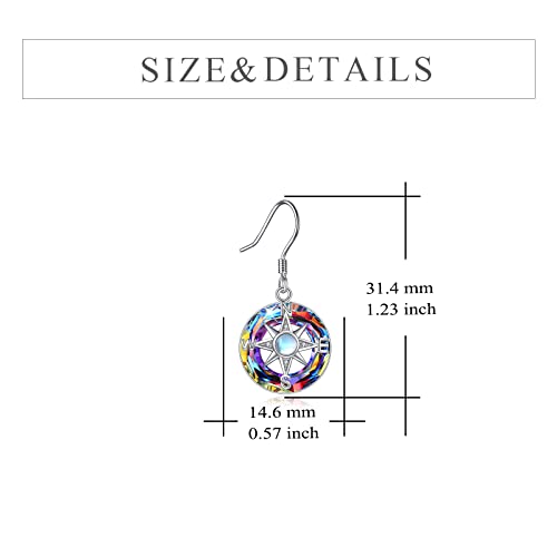 Yfn Compass Earrings With Purple Volcano Crystal Sterling Silver Drop Dangle Earrings For Women Girls Graduation Traval Lover Gifts #TOP4