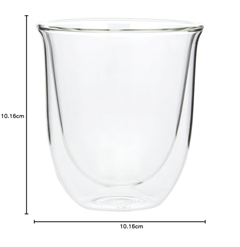 Image of De'Longhi Brand Original Double Walled Cappuccino Glasses, Set of 2 (270 ml each), Specially Designed for De'Longhi Coffee Machines, Thermal Insulated, Condensation-Free, Dishwasher & Microwave Safe