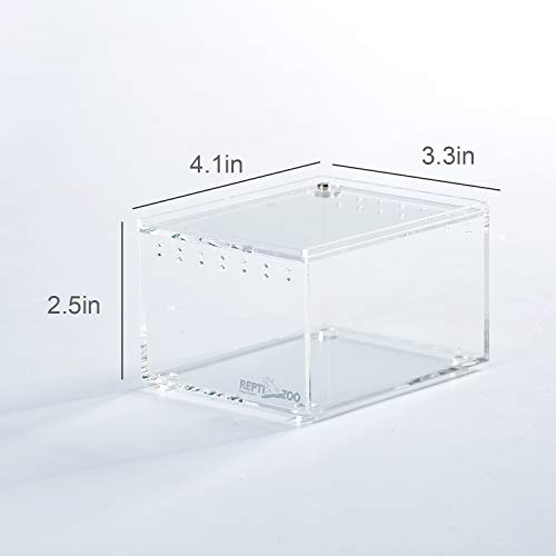 Repti Zoo Magnetic Acrylic Case 4.1 Inchx3.3 Inchx2.5 Inch Nano Enclosure Reptile Breeding Box Terrarium Cage Tank Tarantula Scorpion Sling Isopods Lizards Roach Invertebrates Insect Mantis thumb #1