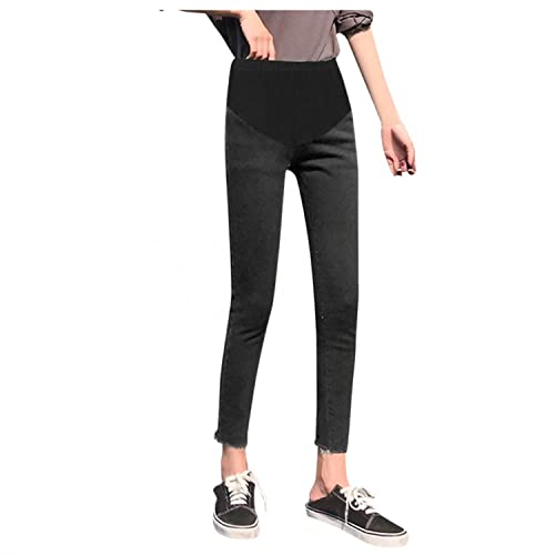 IQYU WOMENS 임부복 진 슬림 임부복 진 탄력 있는 임부복 바지 스키니 하이웨이스트 임부복 바지 임부복 바지 진 임신 레깅스