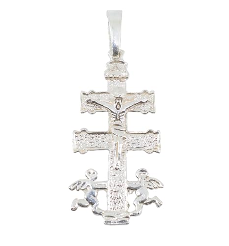Only faith Colgante Cruz de Caravaca en Plata de Ley 925, 3-4 cm, Hecho en España Colgante Religioso (Cruz Caravaca 3 cm)