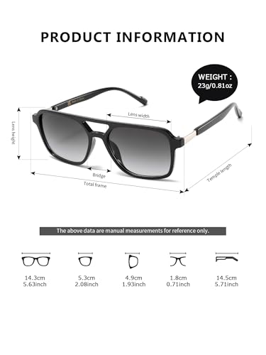 Retro Aviator Sunglasses for Women Men Square Frame Rectangle Trendy Sun Glasses3