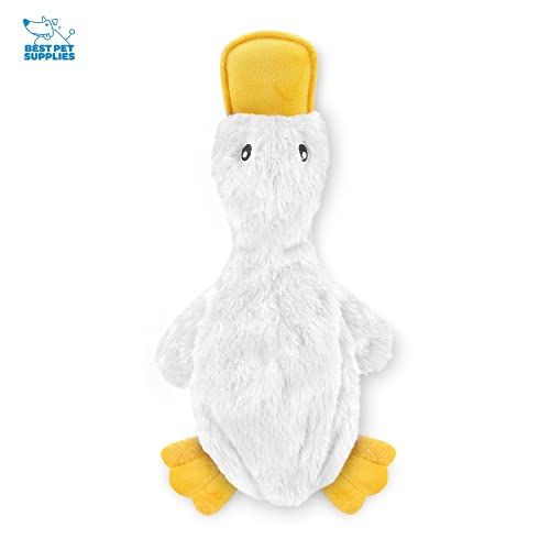 Image of Best Pet Supplies Crinkle Dog Toy for Small, Medium, and Large Breeds, Cute No Stuffing Duck with Soft Squeaker, Plush No Mess Chew and Play - White, Blue & Green,PT331-333-336