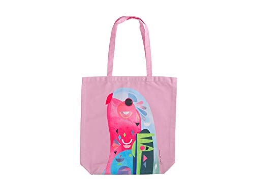 Maxwell & Williams - Tote Bag 100% Coton Biodégradable, Illustration Perroquet, Collection Pete Cromer, 42 x 41 cm - Couleur Rose Cover