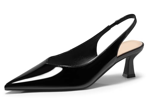 Coutgo Womens Slingback Kitten Heels Low Heel Closed Pointed Toe Pumps Heeled Sandals Dress Work Shoes