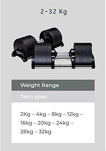2x 32KG Adjustable Dumbbells Pair (WITH STAND) SilverBack Solid Steel Weight Set Affordable Dumbells Adjustable Weights Space Saver Dumbbells for Home 64KG (32KGx2)