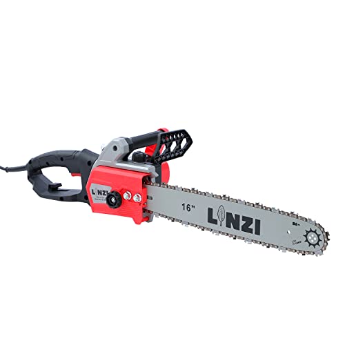 LINZI Electric Chainsaw 1300W 16-Inch Guide Bar and Blade Chain, Portable Corded Chain Saw with...