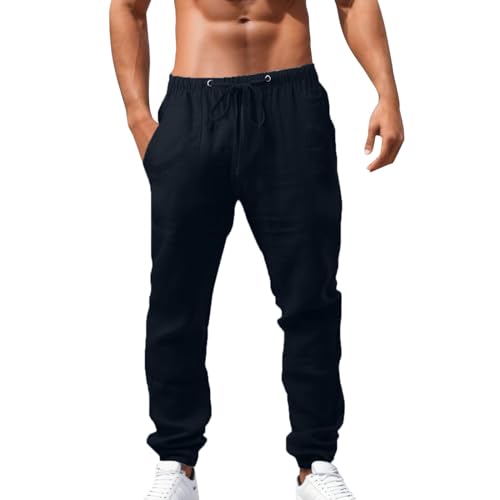 Men's Slim Fit Work Pants – Wrinkle-Free, Stretch Comfort, Business Casual Office Pants with Belt Loops, Everyday Wear All Season Hip Hop Breathable Loose Casual Sports Pants Dark Blue
