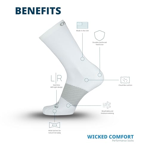 OS1st Wicked Comfort Crew Socks with light compression for maximum cushion, blister protection and breathable fabric3
