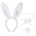 Amosfun Plüsch Kaninchenohren Stirnband Fliege Schwanz Set Osterhase Cosplay Kostüm Set für Ostern Party Leistung 3 stücke