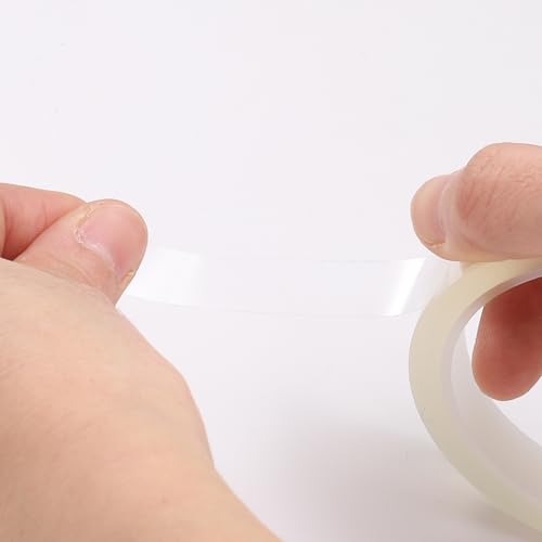 Image of HARFINGTON 2 Rolls High Temperature Masking Tape 1 /4 inch x108ft(6mmx33m) 0.05mm Thick PET Film Silicone Adhesive Heat Resistant Tapes for Heat Press Anodizing Circuit Board, Transparent