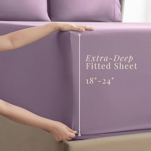 Image of Hearth & Harbor Bed Sheets, Luxury Soft 6 Piece Bed Sheet Set Extra Deep Pocket Fitted Sheets Fits Mattress up to 21 inch, Double Brushed Bedding Sheets & Pillowcases,