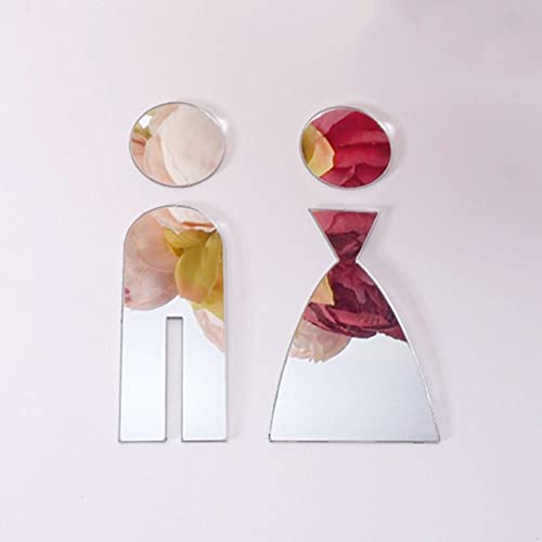 HWASH Panneau De Porte De Toilette 3D, 15/20/25cm Miroir Acrylique Décoration De Fête De Mariage en Bois Panneau De Porte De Toilette Salle De Bains WC Style...