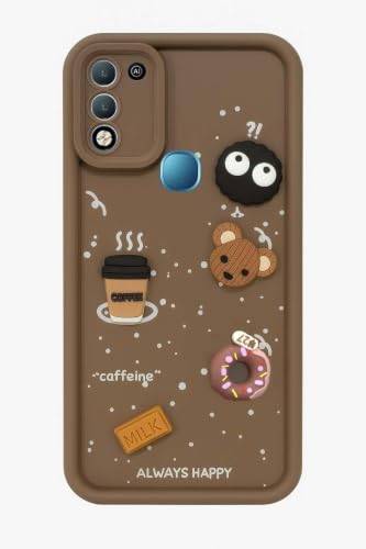 Image of Bintage Cute Fun Ball | Taddy Cartoon 3D Smiley Coffee Cup | Milk Donut | Full Protection Rubber Back Cover Compatible for Infinix X688C / Smart 5 - Brown