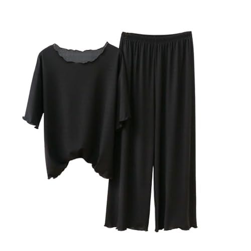 Pyjama femme pantalon long et t-shirt ample à col rond pour l'été