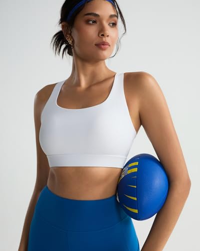 Image of RUNNING GIRL High Impact Sports Bras for Women - Scoop Neck Strappy Sports Bra High Support Moulded Cup Workout Bra