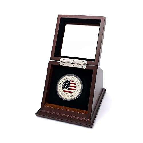 Image of Challenge Coin Display Case Walnut Color 1.5-1.75 Inch 38-44.5 mm Coin Holder 1 Slot