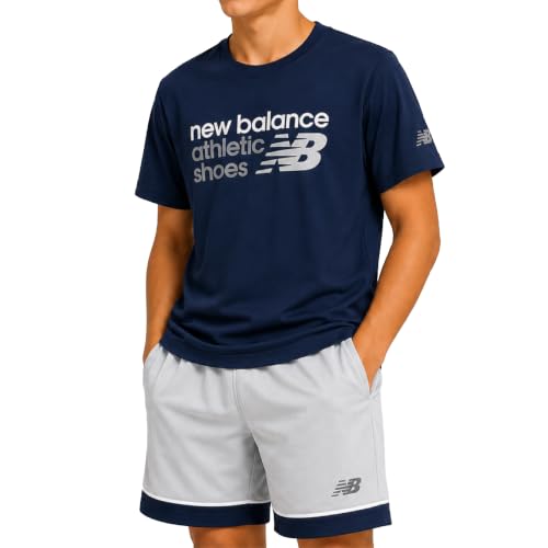 Image of New Balance Boys Short Sets - 2 Piece Active Performance Athletic Shirt and Kids Basketball Gym Shorts for Boys (8-12)
