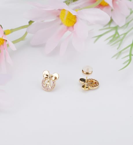 Staligue Initial Stud Earrings for Girls 925 Sterling Silver Pink Cubic Zirconia Alphabet Letter Earrings 14K Gold Plated Hypoallergenic Alphabet Initial Earrings3