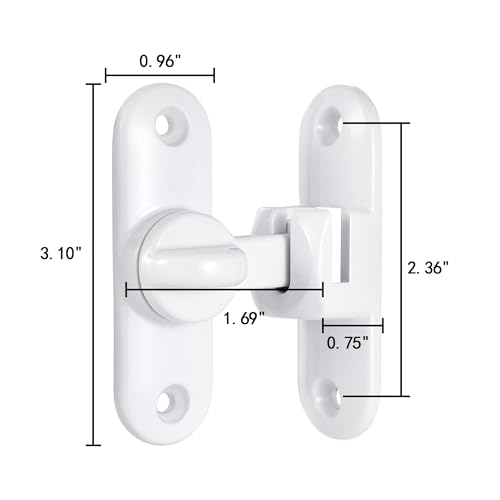 Image of INIRET 6 Packs White Barn Door Latches,90 /180 Degree Gate Lock,Flip Gate Latches Hardware,Zinc Alloy Right Angle Door Lock Latch,Door Security Sliding Door Latch Lock for Cabinets,Bathroom