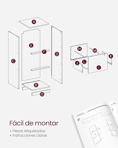 VASAGLE Armario de Oficina, Archivador para Documentos, Soporte para Impresora con 3 Cajones Bloqueables, Riel Ajustable, para Formato A4 y Cartas, Blanco Nube OFC055W14 - imagen 8