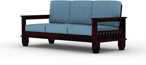 Image of Solid Sheesham Wood Sofa Set 5 Seater for Living Room | Wooden 5-Person Sofa Set for Home Office | 3+1+1 Sofa Sets for Living Room | Five Seater Sofa with Storage | Warm Chestnut Finish