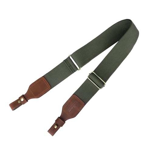 TOURBON - Cinturón de 5 cm para Escopeta de Caza, de algodón y Cuero, Estilo inglés (Verde)
