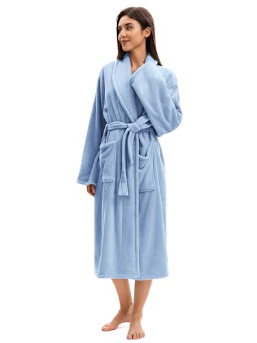 Image of Soft Robe For Women,Warm Plush Bath Robes Female,Spa Towel After Shower Lightweight Long Bathrobe