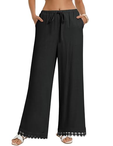 Image of GRACE KARIN Women Linen Pants Wide Leg Casual Palazzo Pants Trousers