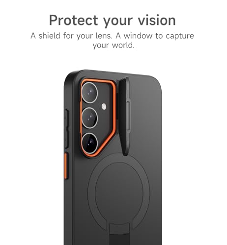 Image of SURITCH for Samsung Galaxy S24 Phone Case, Magnetic Protective Cover with Camera Cover & Adjustable Metal Kickstand for Galaxy S24 (2024)-Black